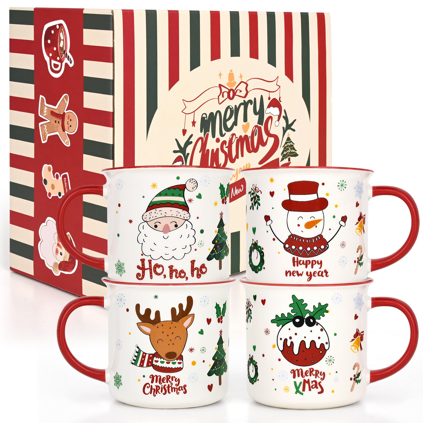 Amazon.com: YHRJWN Christmas Mugs Set of 4, Festive Design Coffee